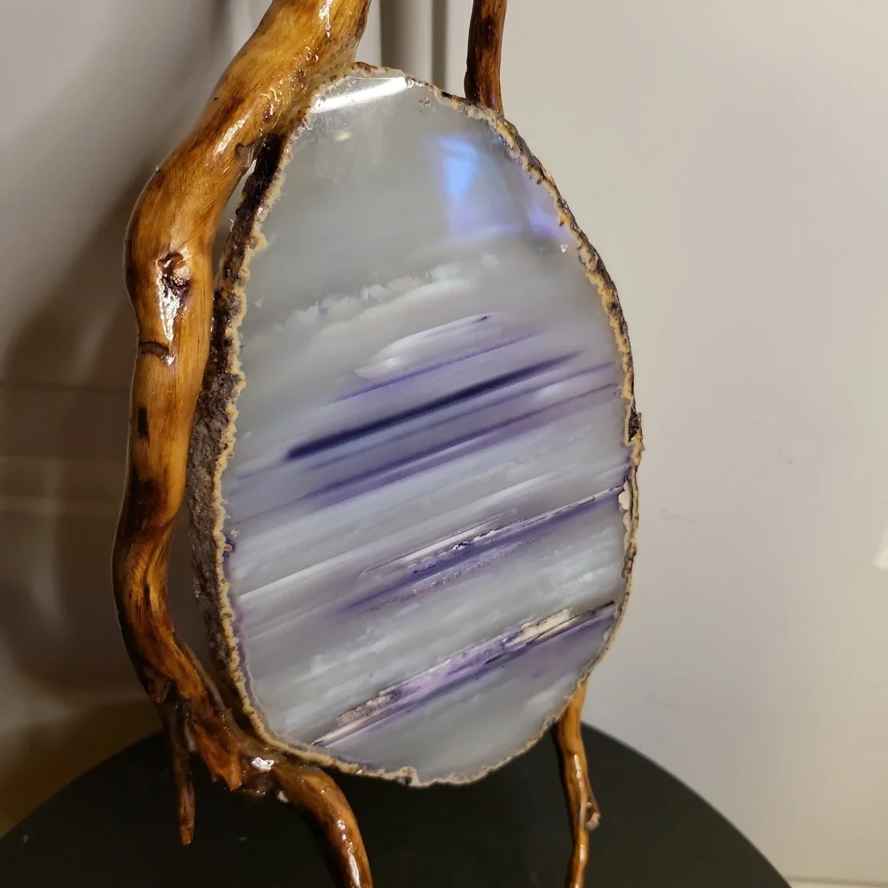 Hand Made Agate Stone and Wooden Sun Catcher 15